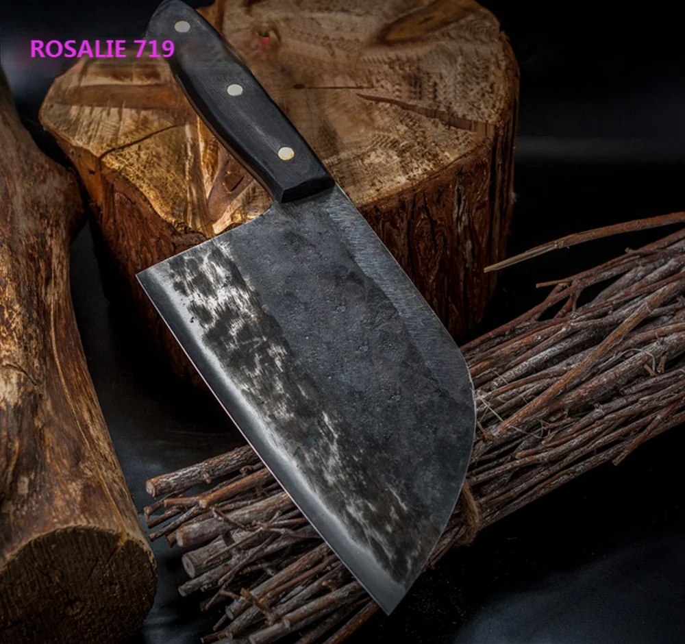 

Full Tang Chef Knife Handmade Forged High-carbon Clad Steel Kitchen Knives Cleaver Filleting Slicing Broad Butcher knife