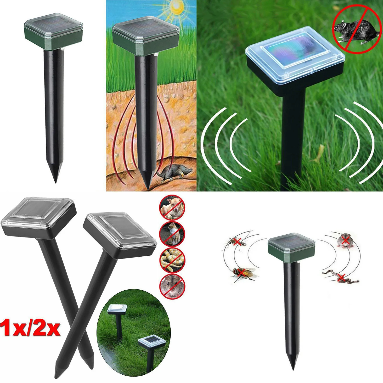 1/4 шт. вредителей отпугиватель москитов средство Солнечный ультразвуковой Змея