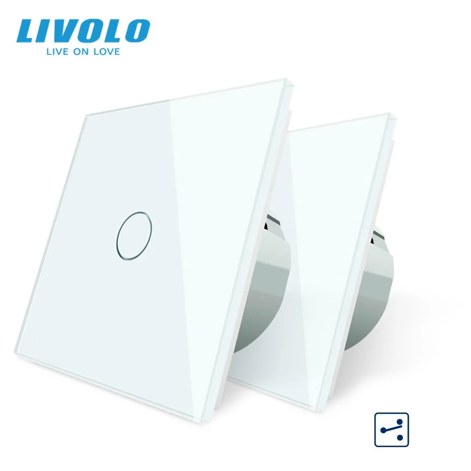 

Livolo/Стандартный, 1 банды 2 способа Управление настенный сенсорный переключатель, CrystalPanel,220-250V, управляемый коммутатор, 2 шт./упак. для умного д...