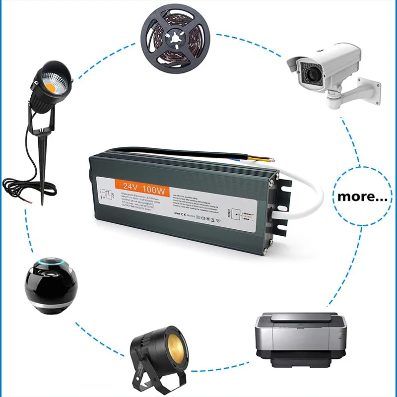 Трансформатор для освещения 12 В 24 водонепроницаемый IP67 10 Вт 20 30 50 60 100 120 150 |