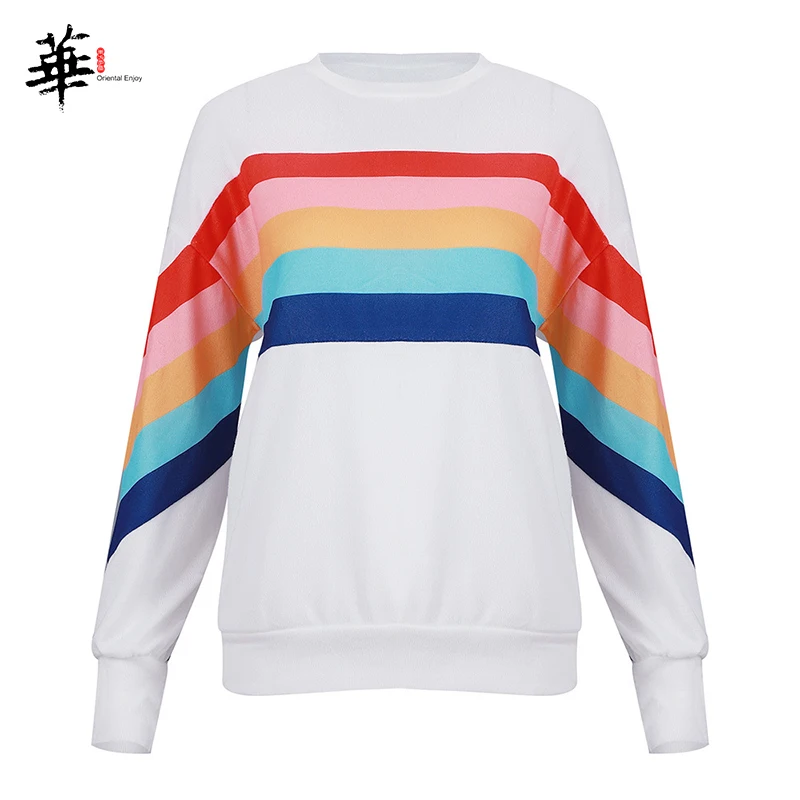 Rainbow Sweatshirt Women Long Sleeve Hoodie Autumn Winter Streetwear Pullover Women Sweetshirts Casual Sweatshirts Top Moletom