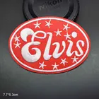 Красные наклейки Elvis с надписью Iron On, полностью вышитые нашивки для одежды, наклейки для одежды, оптовая продажа