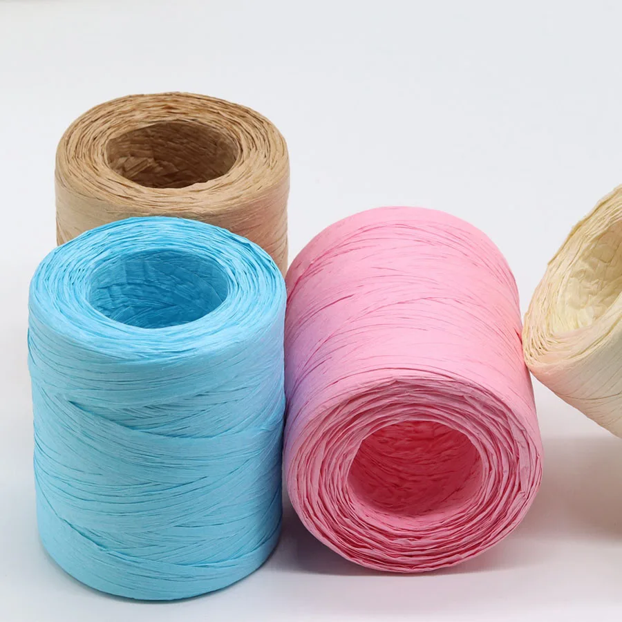 

180M/Roll Raffia Rope Yarn Organic Straw Yarn For Knitting Summer Hats Bags Gift Box Packing Wrapping Paper Twine Rope