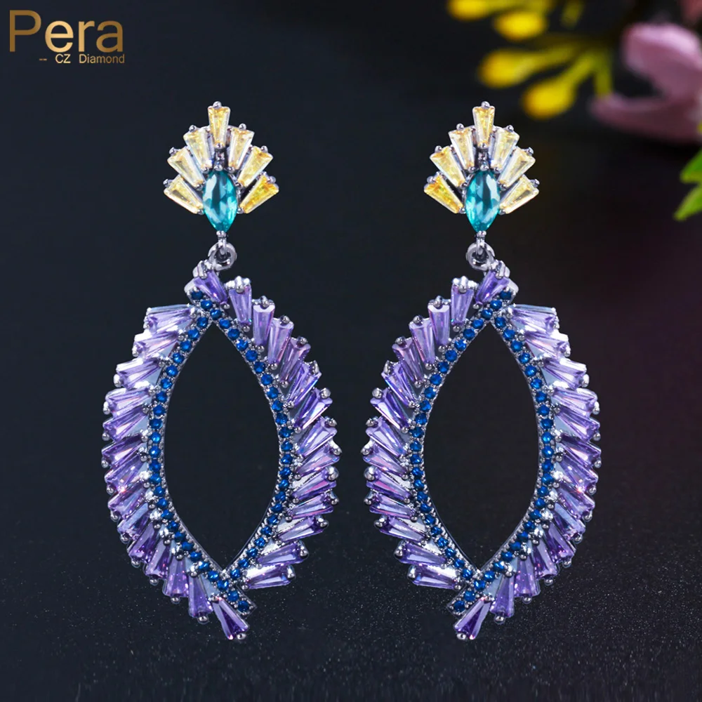 

Серьги-подвески женские, с фиолетовым фианитом, E806