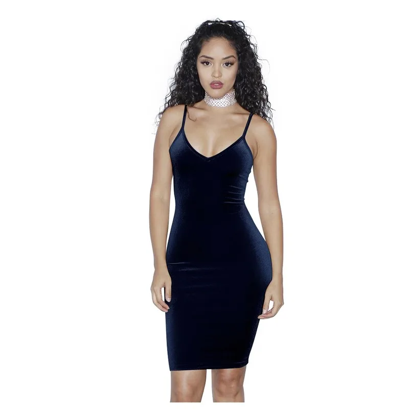 Рождественское однотонное платье на бретельках с v образным вырезом облегающее