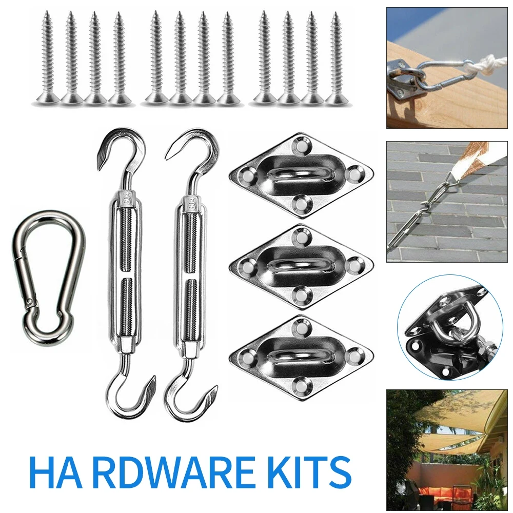 

Shade Sail Fixing Accessories Kit Shade Sail Camping Tent Fixing Stainless Steel Tool Kit Carabiner Fixing Hook Screw Silver