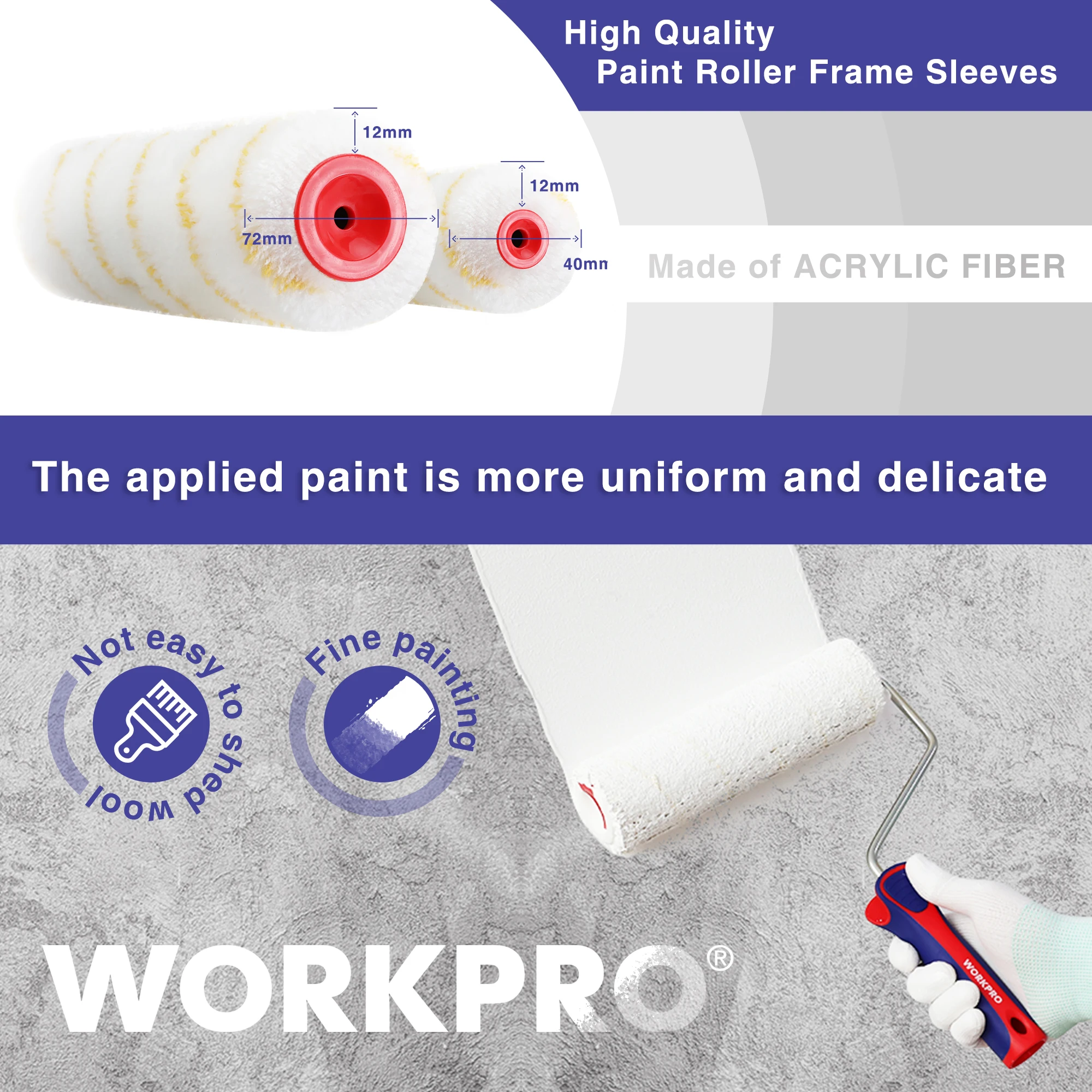 Набор разноцветных роликов WORKPRO многофункциональные аксессуары для покраски