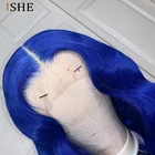 Парик из натуральных волос голубого цвета, без клея, HD, прозрачные парики из натуральных волос