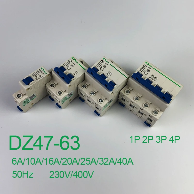 DZ47 63 C 4P 6A 10A 16A 20A 25A 32A 40A Мини выключатель AC400V вырез переключатель миниатюрный