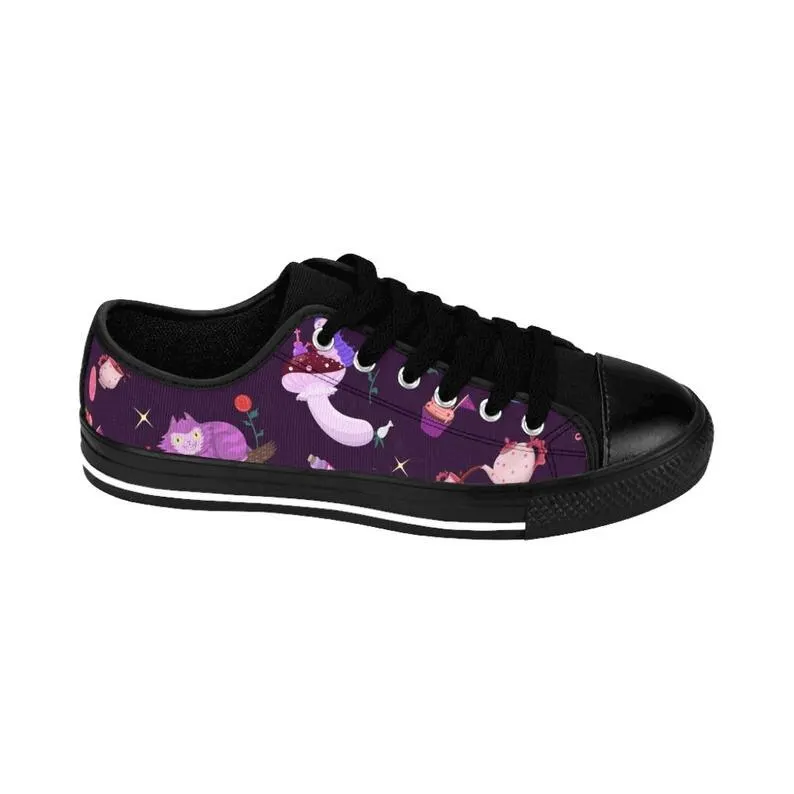 

Alice in wonderland Black shoes Mens Womens Designer Leisure Sneakers Men Casual Canvas Shoes