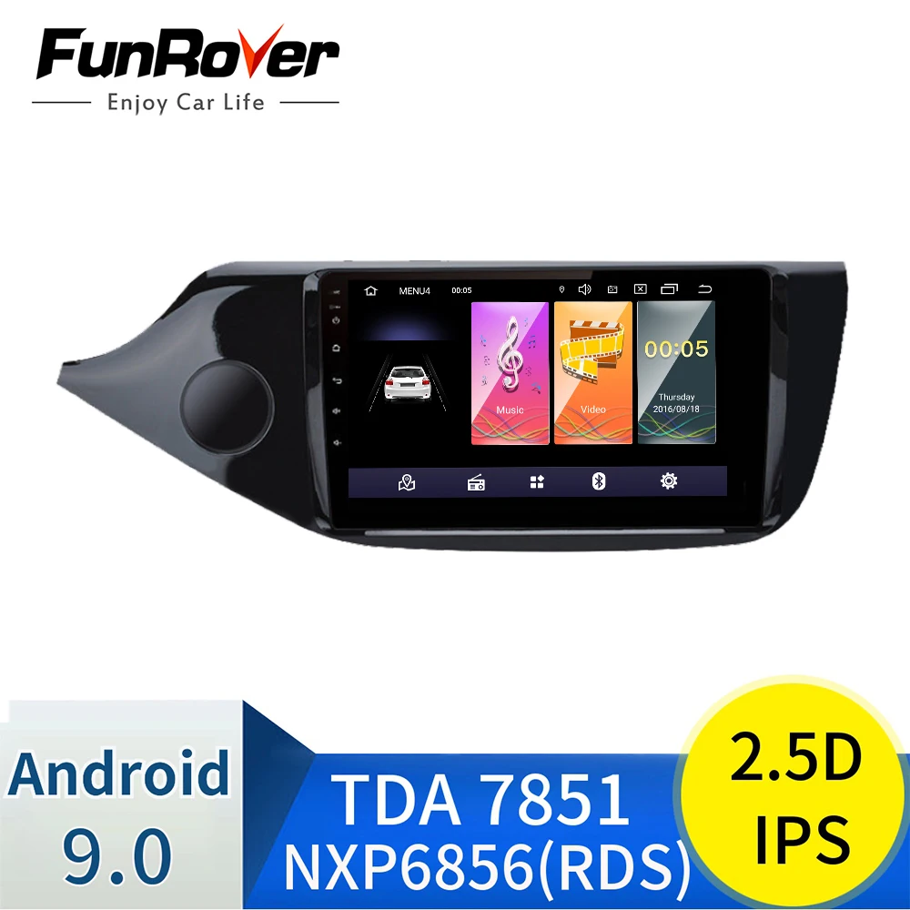 Funrover 2din Android 9,0 для KIA Cee 'd CEED JD 2012 2013- Авто автомагнитола стерео плеер Bluetooth gps навигация 2.5D