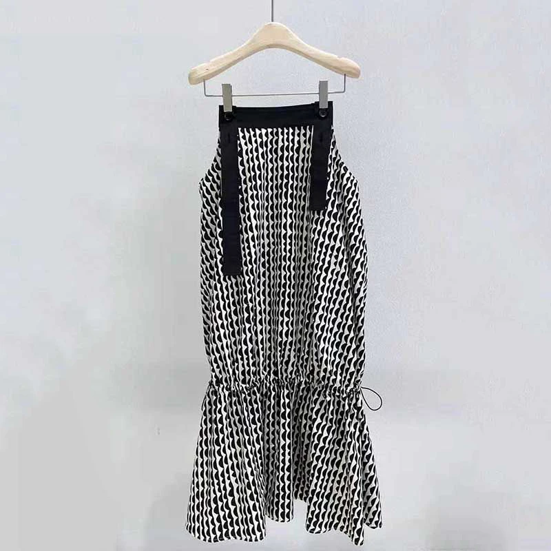 

Sister Fara Chic Drawstring Summer Women's Dress 2021 Print Loose Strap Long Ankle-Length Dress Fashion Casual Women's Dresses