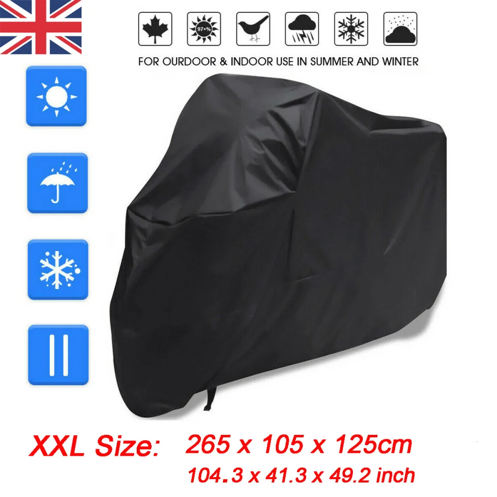 

Motorcycle Motorbike ATV Scooter Waterproof Sun Block Protective Cover Rain Cover Protector - Size XXL (Black)