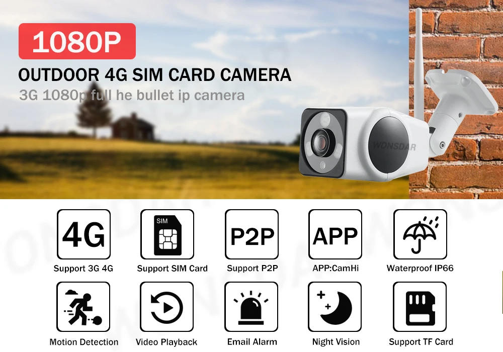 4G sim-карта камера безопасности CCTV Водонепроницаемая 1080P HD ИК ночного видения Видео наружная беспроводная цилиндрическая камера 3g Onvif
