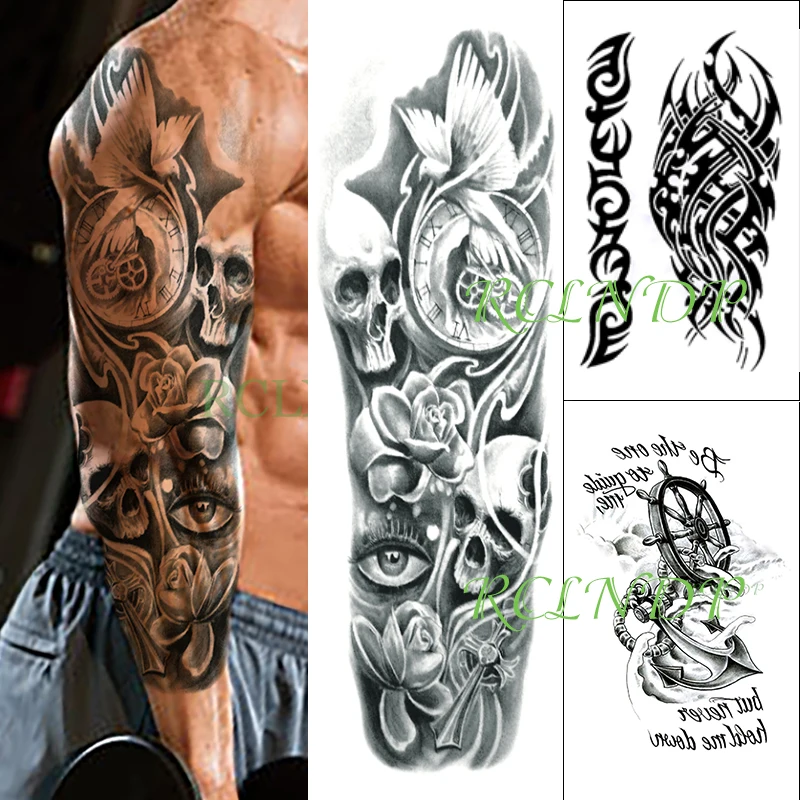 3 pcs Waterproof Temporary Tattoo Stickers set Mechanic Alien Eye Full Arm Flash Tatto Fake Tatoo for Men Women | Красота и здоровье