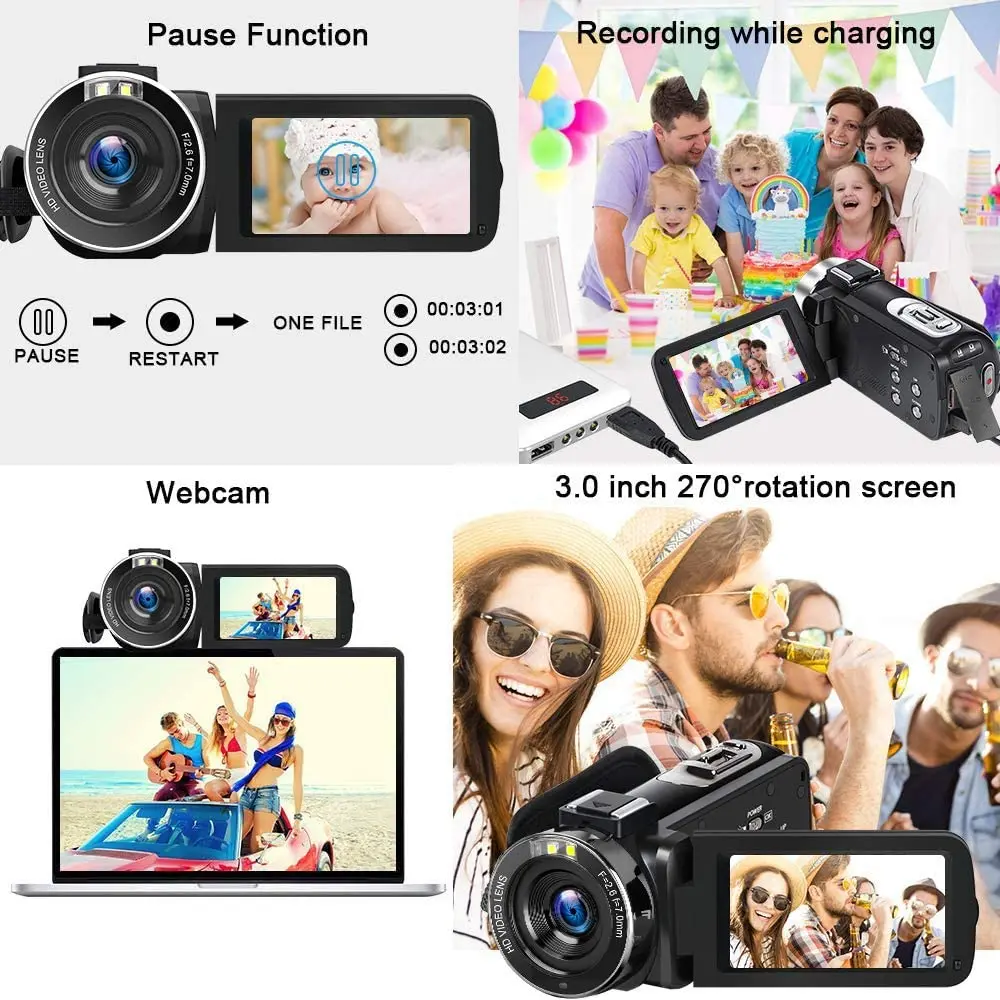 Видеокамера 4K видеокамера 16X 48MP Wi-Fi веб-камера прямая трансляция для Youbute 3 0 дюймов