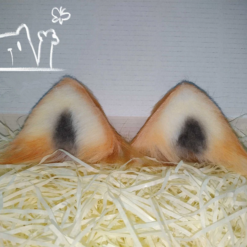 Новинка заколка для волос с кошачьими ушками оранжевого белого розового цвета