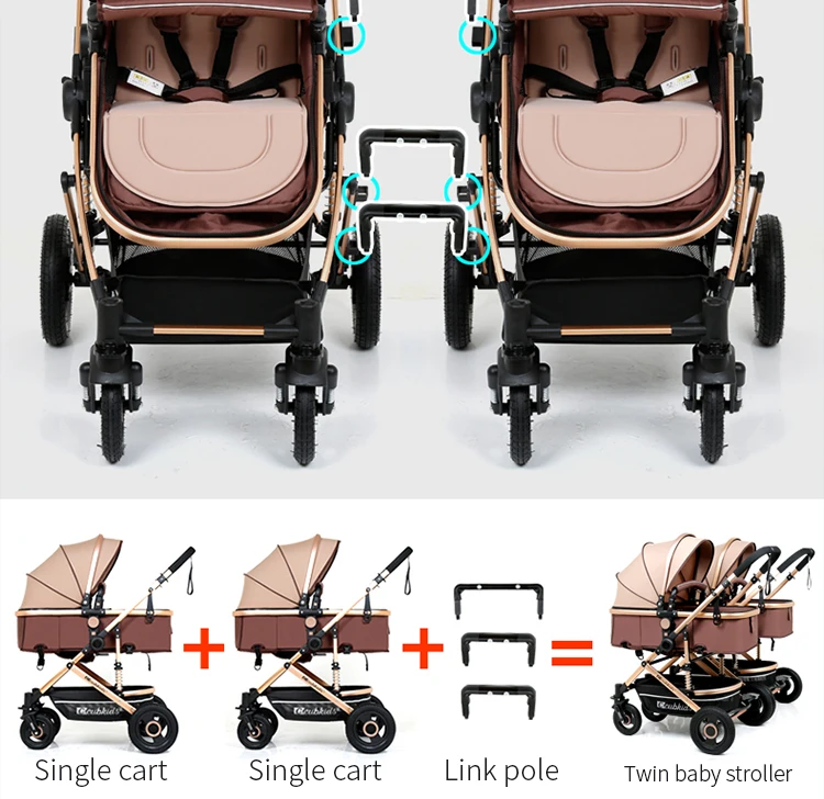 Babyfond двойная детская коляска может разделять высокий лежащий пейзаж светильник ударопрочный складной детская коляска