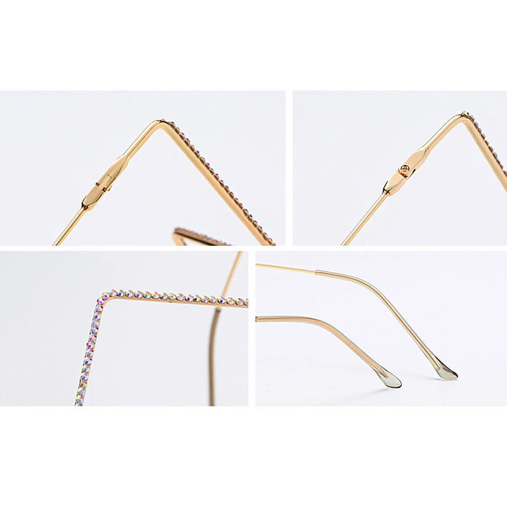 

Personality Metal Eyeglasses Frames Fashion Non-piece Diamond Steampunk Sunglasses Frames Women Men Street Shooting Eyewear Deco