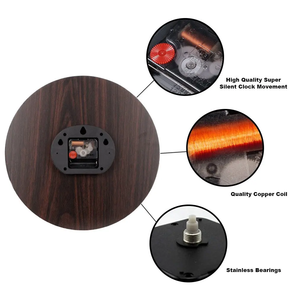 Деревянные настенные часы в стиле ретро кварцевые бесшумные большие винтажные