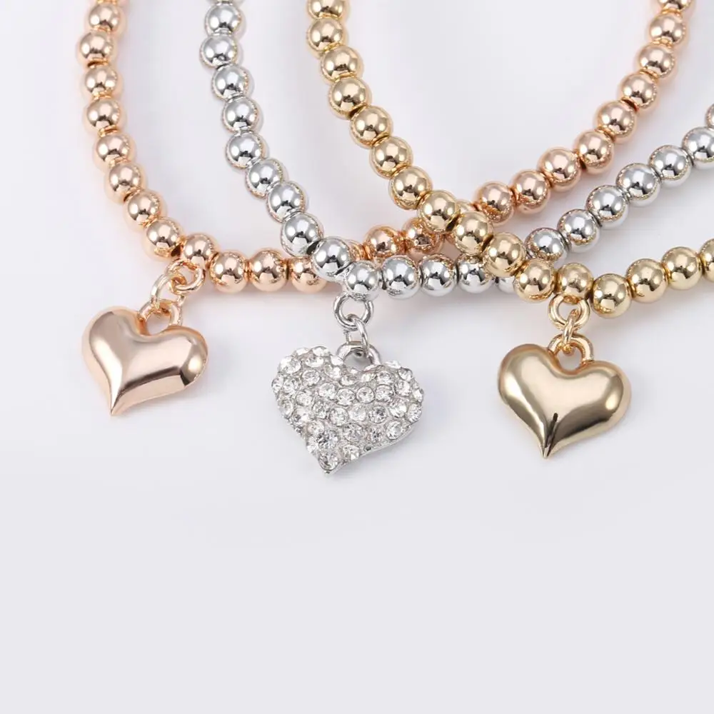 Модные стразы браслеты с подвесками в форме сердца и кристаллов золотые подвески