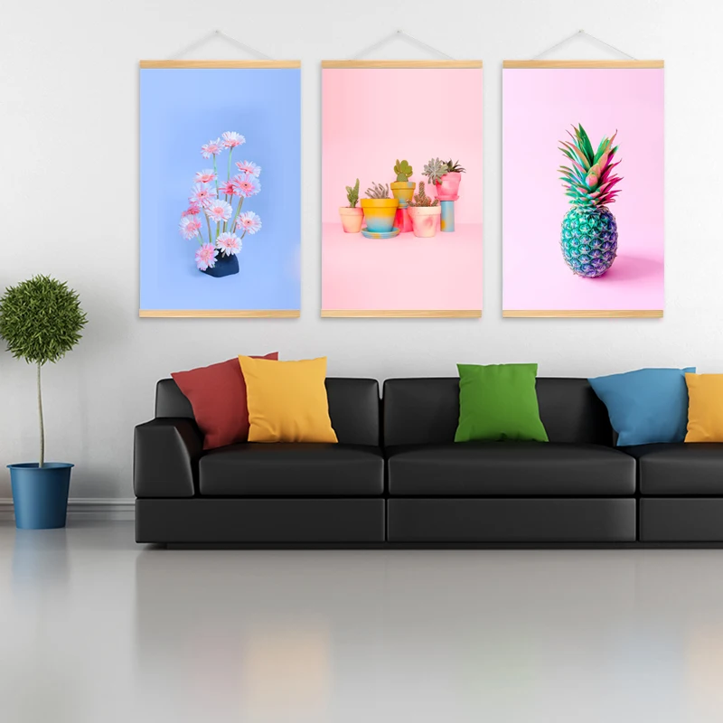

3pcs/lot Nordic Fruit Plants Picture Wall Art Flower Pineapple Cactus Home Poster Colourful Scroll Painting for Living Room