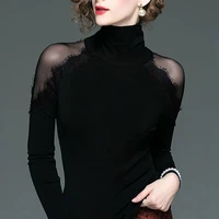 2021 women spring autumn style lace blouses shirts lady casual turtleneck off shoulder lace blusas tops
