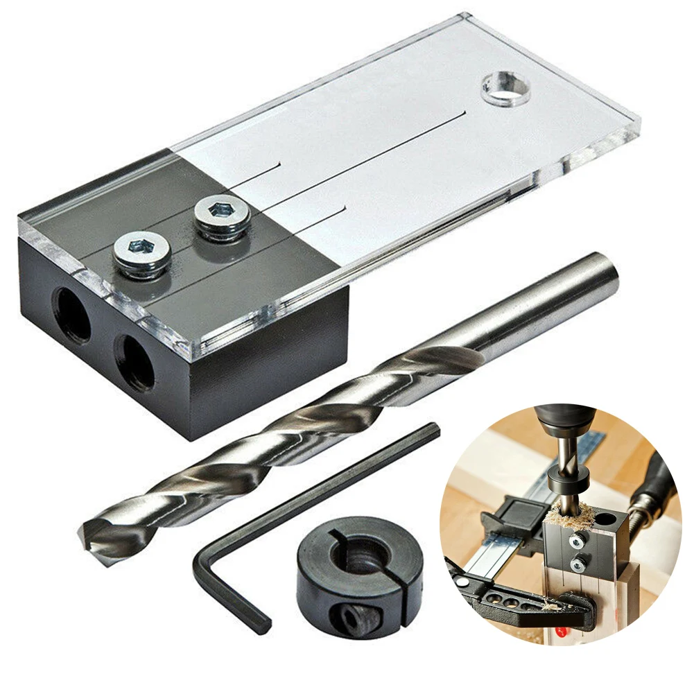 

Dowel Drilling Jig Woodworking Hole Locator Drill Bits Pocket Hole Jig Kit Angle Drill Guide Set Hole Puncher DIY Carpentry Tool