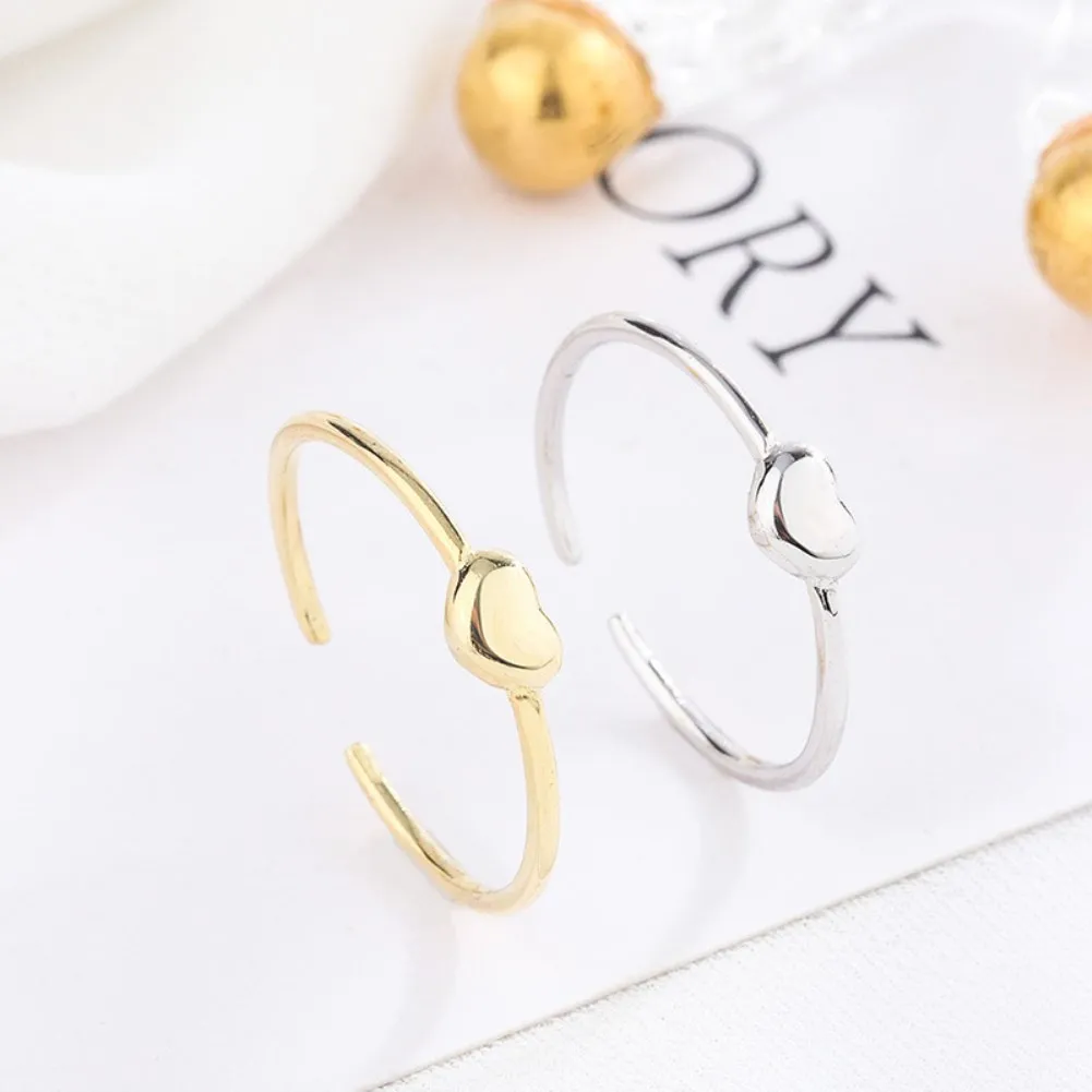 

Cute Romantic Heart Shaped Open Rings for Women Gold Color 925 Sterling Silver Stackable Wedding Ring Jewelry Best Friend Gifts