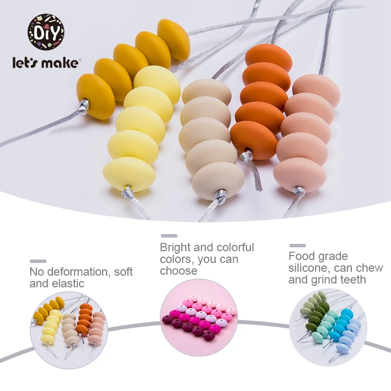 Let's make-Cuentas de Abacus para dentici&oacute;n, mordedor de silicona de lentejas de 15mm, collar de lactancia, accesorios de grado alimenticio, DIY, nuevo 20 piezas-3