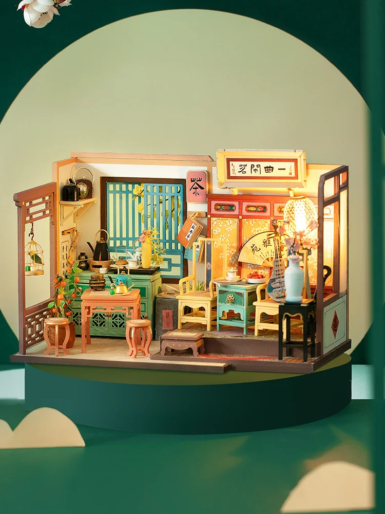 

Ruotai diy Cabin Handmade House Prosperous 3d Wood Assembly Model Ancient Style Building Gift Girl