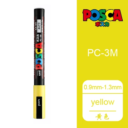 YELLOW 1 шт. UNI маркер PC-3M(POSCA) поп-плакат реклама водостойкий офис Студенческая живопись аниме ручная роспись - Цвет: YELLOW