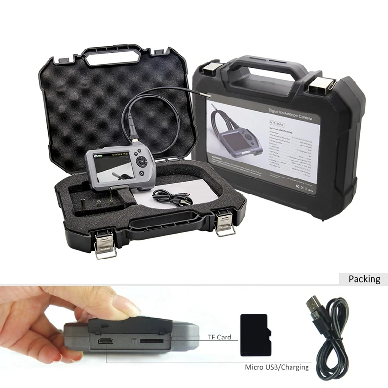 

Industrial HD Endoscope Borescope 7.6mm Mini Inspection Camera Endoscope 3.5Inch Borescope with 5M Semi-Rigid Metal Gooseneck LE