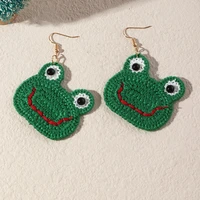 new european and american ins knitted wool frog earrings for women 2021 personality creative animal earrings wholesale