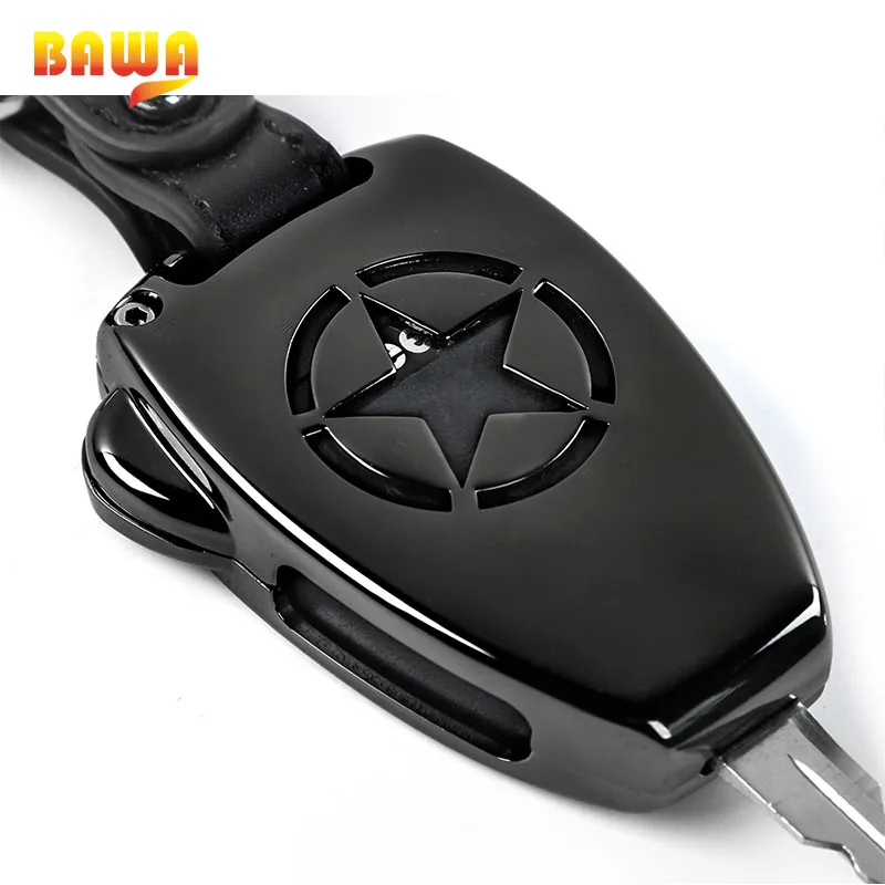 BAWA Car Key Case Cover Shell for Jeep Wrangler JK 2008-2017 Black Chain Ring Compass 08-15 Patriot 11-15 | Автомобили и