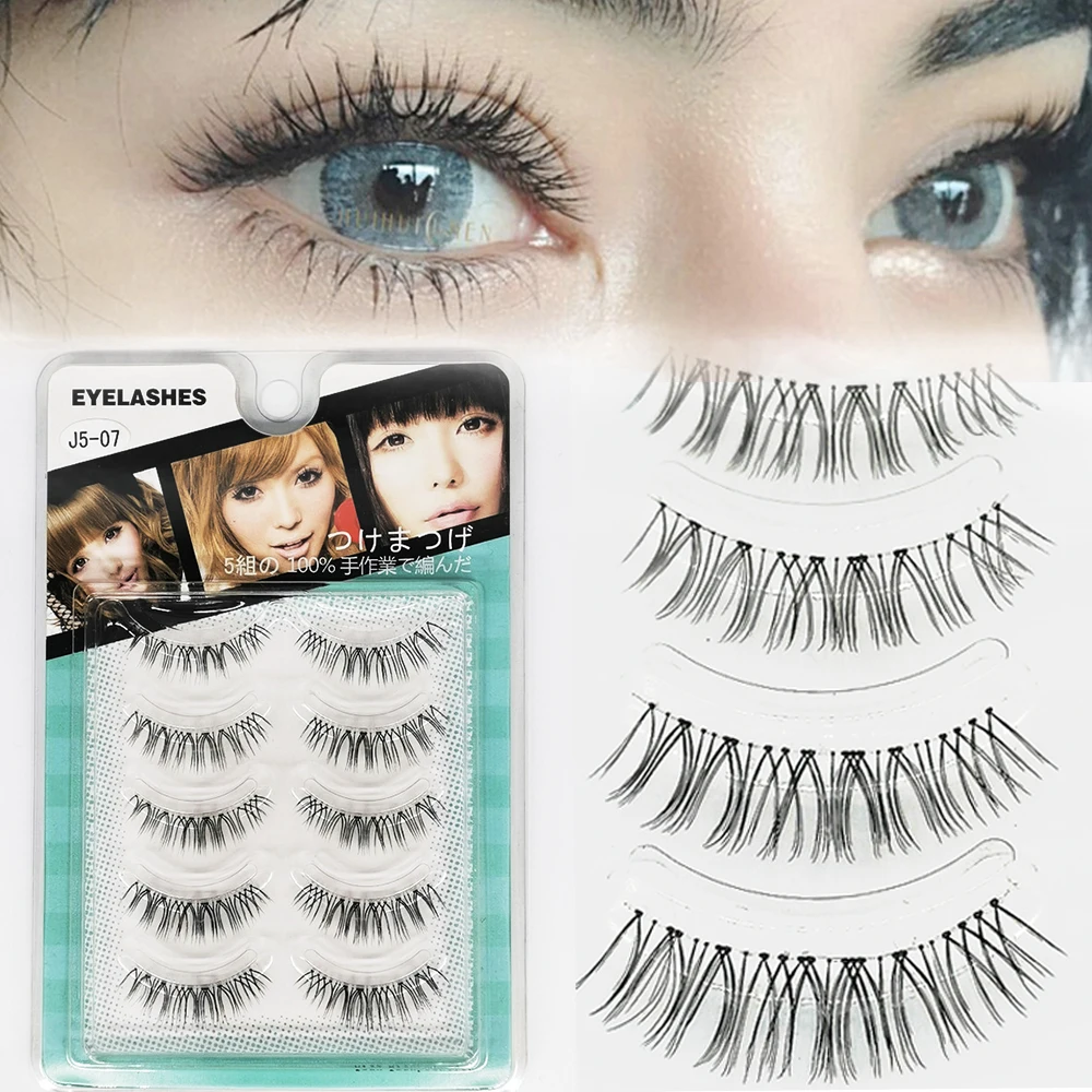 5 пар накладные ресницы натуральный макияж 3d короткие вытянутые искусственная
