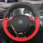 Черная кожа и красные кожаные Сращивание Чехлы рулевого колеса автомобиля для BMW 520i 528i 2013 2014 730Li 740Li 750Li F10 2014