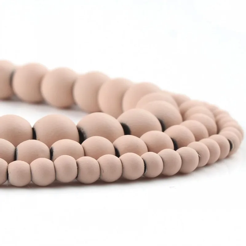 Круглые розовые резиновые бусины телесного цвета матовые Бусины Из Натурального