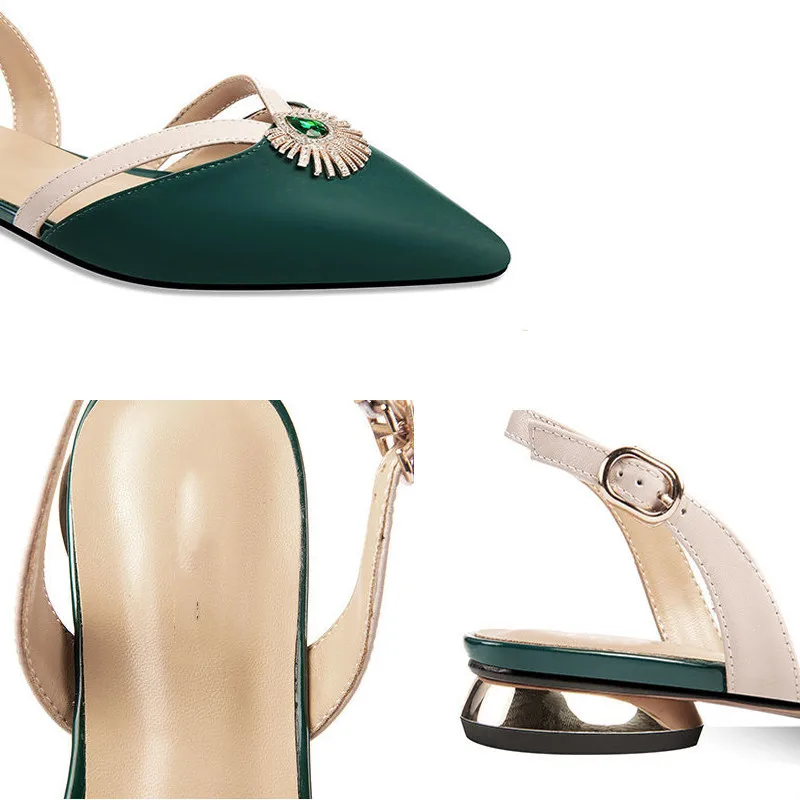 

Cresfimix Women Buckle Strap High Quality Pu Leather Low-Heeled Sandals Classic Summer Office Shoes Pointed Shallow Party Shoes
