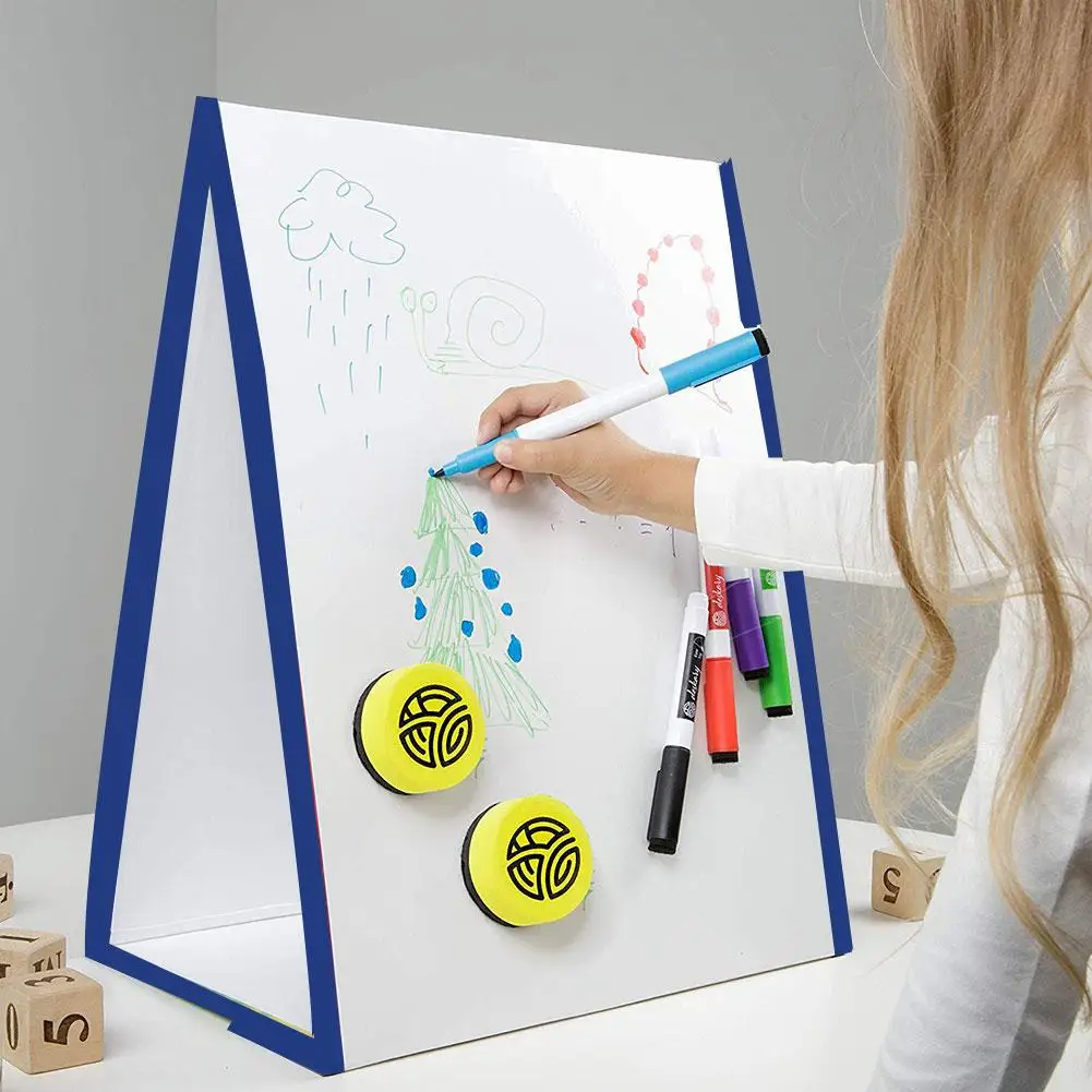 

Folding Magnetic Triangle Self Standing White Board Kids Writing Drawing Tool