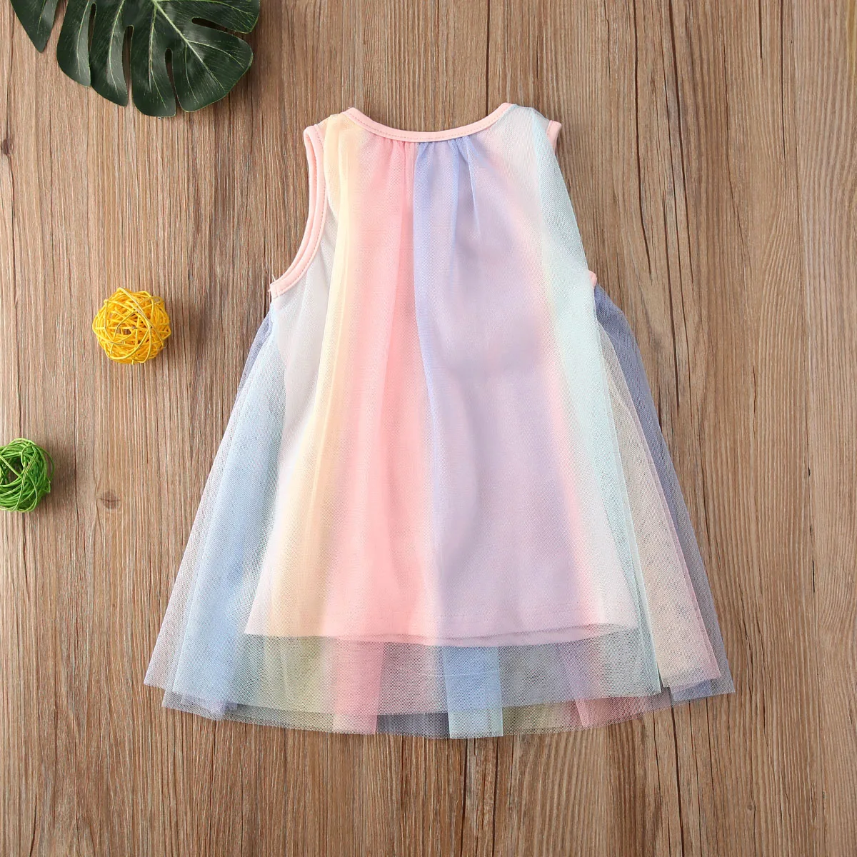 1-6Y Summer Princess Infant Baby Girls Dress Rainbow Print Sleeveless Lace Tutu Mini Sundress | Детская одежда и обувь