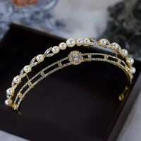 korean royal princess gold brides tiaras crowns crystal bridal tiaras headpieces wedding hair accessories
