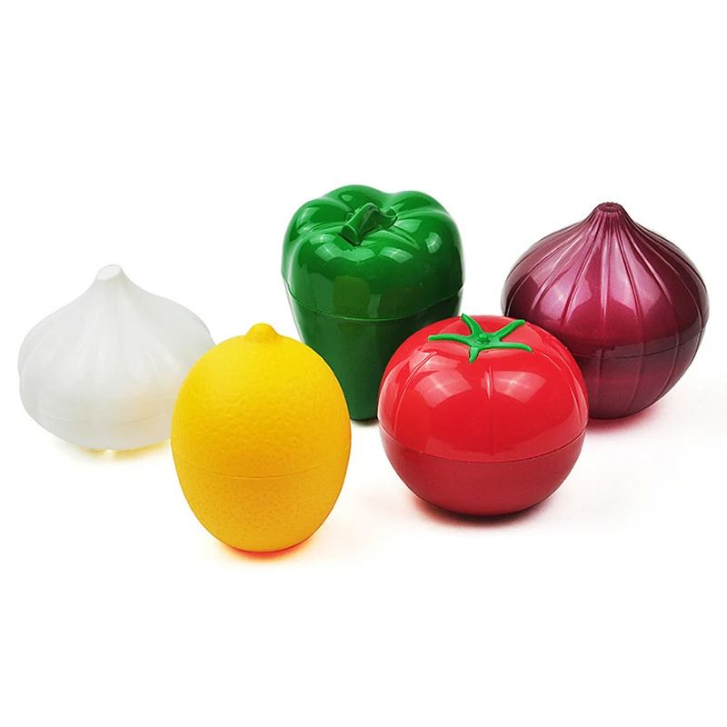 Кухня Творческий пищевой пластиковый контейнер Овощной лимон Форма Лук Чеснок