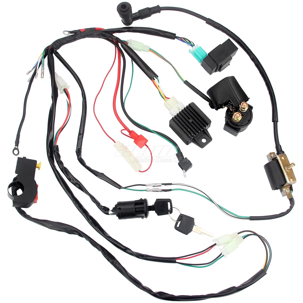 

For 50cc 110cc 125cc PIT Quad Dirt Bike ATV Motorcycle CDI Wiring Harness Loom Solenoid Ignition Coil Rectifier