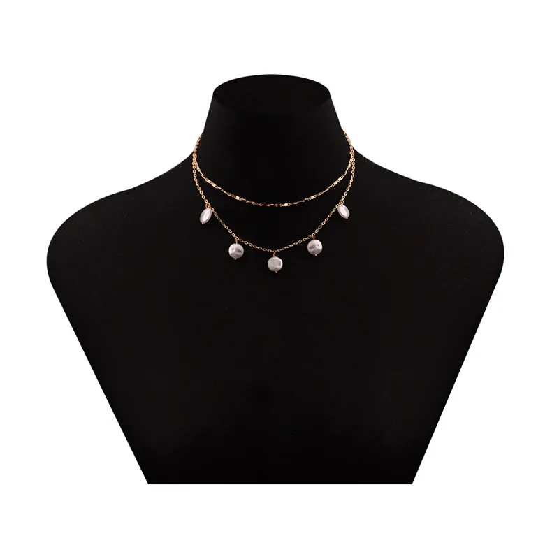 Многослойное короткое ожерелье-чокер в стиле панк массивная жемчужная подвеска