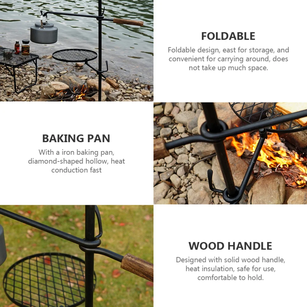 

Outdoor Camping Campfire Cooking Oven Hanger Grill Stand Grilling Tray Holder