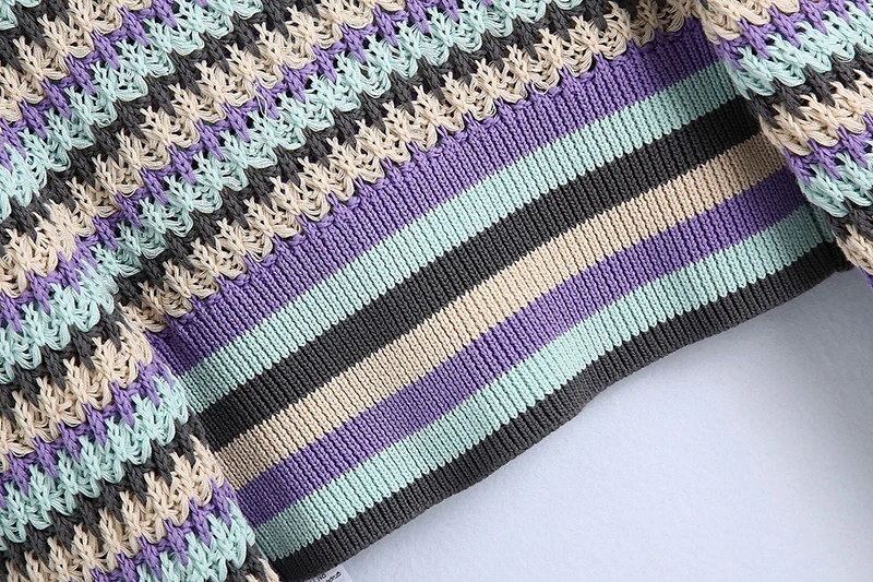 

HWLZLTZHT 2021 Women Knitted Sweater Casual Loose V Neck Long Sleeve Top Striped Pullover Women's Clothing Cropped Knit Top