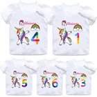 Детская футболка Raindow Magic Unicorn с 3D цифровыми цифрами, летняя футболка для мальчиков и девочек, футболка с аниме