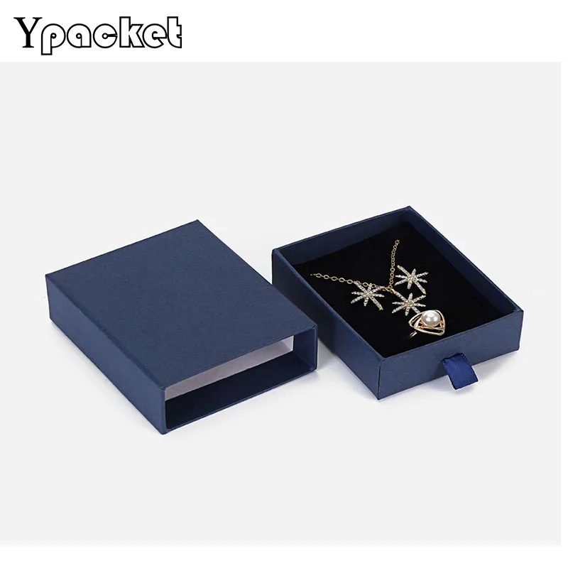 60pcs/lot Blue Square Jewelry Box Ring Earring Pendant Drawer Boxes Wedding Necklace Bracelet Packaging Case
