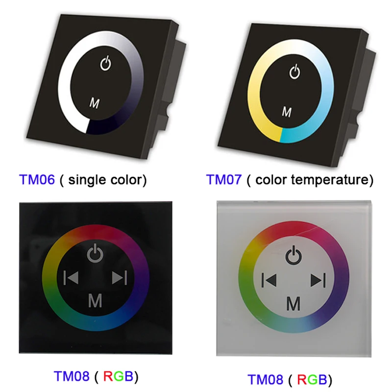 TM06 TM07 TM08 DC12V 24V настенный Одноцветный/CT/RGB светодиодный сенсорный панель